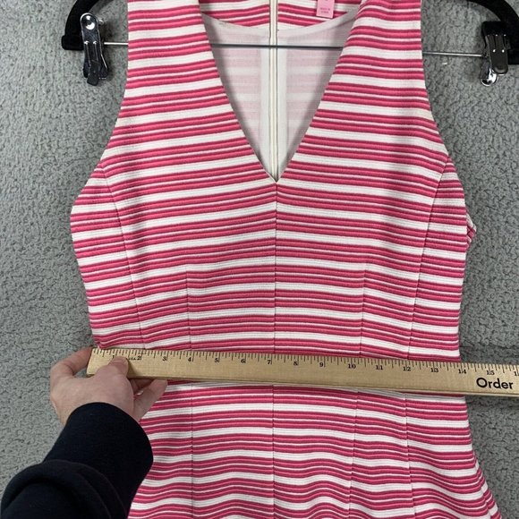 Lilly Pulitzer Dress Women's Small Pink White Brielle Striped Polyester Cotton - Picture 8 of 16